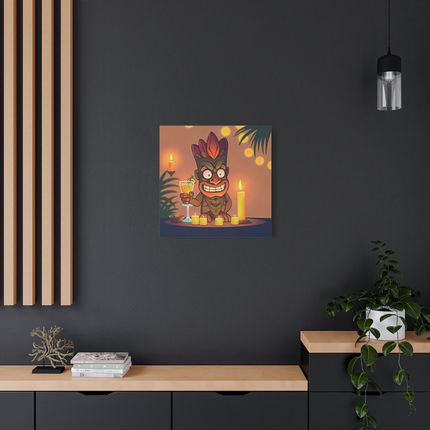 Canvas Print, Whimsical Retro Tiki Art, Tropical Drink, Matte Finish, 1 25", Wall Art, Home Decor, Beach House Decor, Hawaiian Decor,