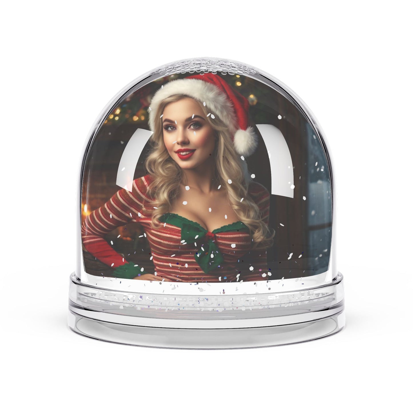 Retro Pinup Girl Christmas Snow Globe #1