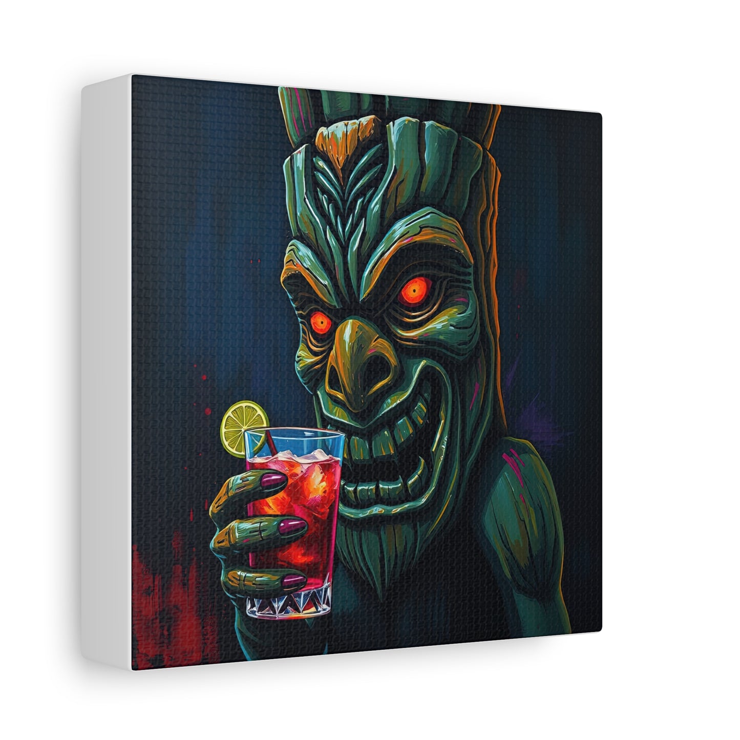 Tiki Bar Art Canvas, Unique Wall Decor for Home, Tiki Themed Gift, Tropical Vibe, Party Decoration, Bar Wall Art