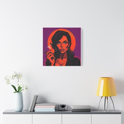 Canvas Wall Art, Pinup Woman Smoking Cigar for Man Cave, Cigar Aficionados, Retro Art Decor, Pinup Art Print, Wall Decor