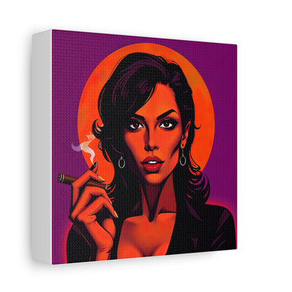 Canvas Wall Art, Pinup Woman Smoking Cigar for Man Cave, Cigar Aficionados, Retro Art Decor, Pinup Art Print, Wall Decor