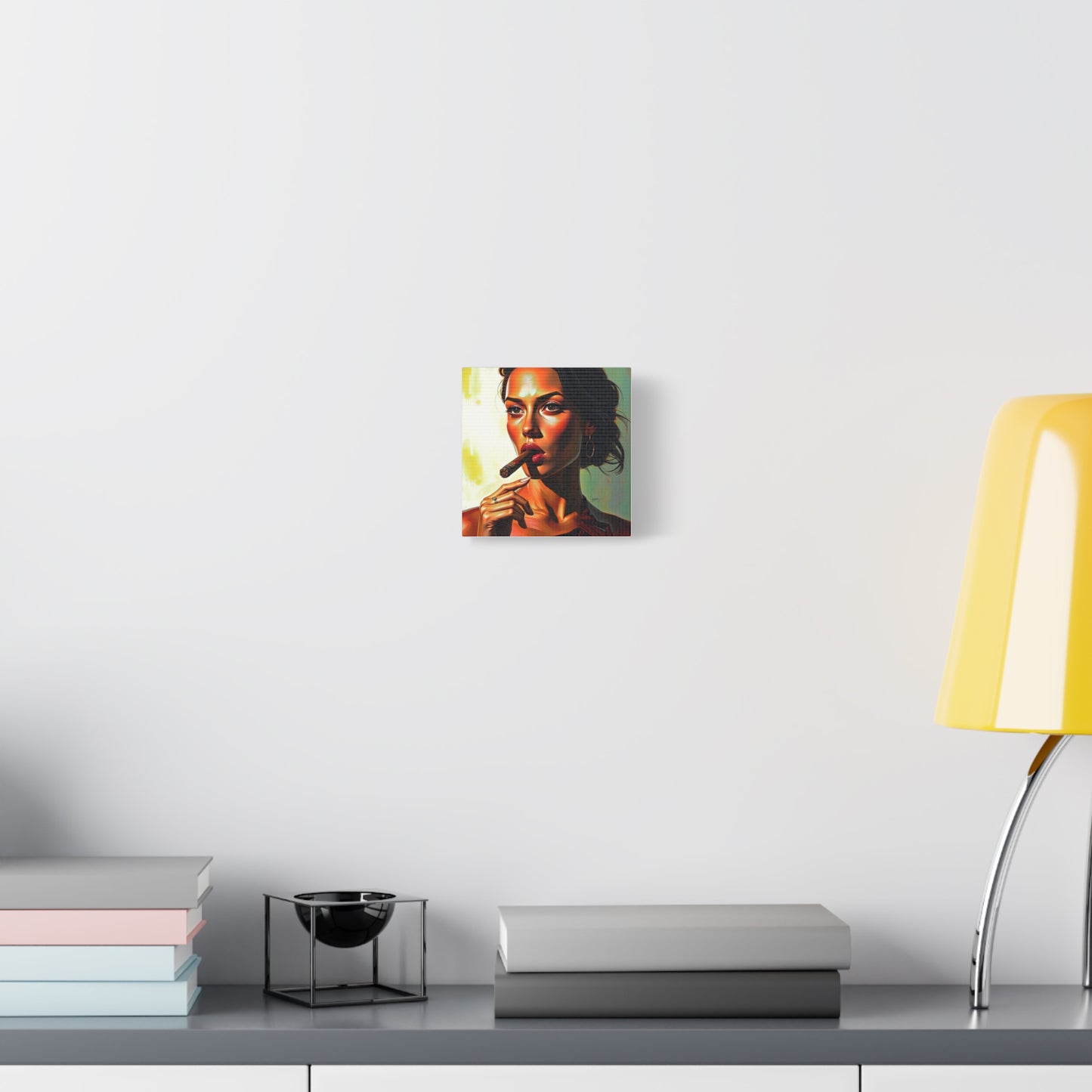 Canvas Wall Art, Pinup Woman Smoking Cigar for Man Cave, Cigar Aficionados, Retro Art Decor, Pinup Art Print, Wall Decor