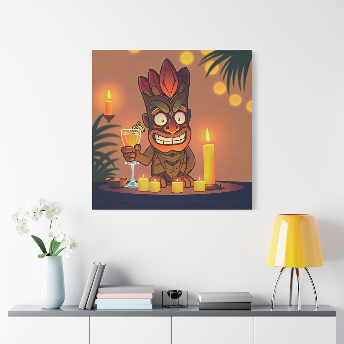 Canvas Print, Whimsical Retro Tiki Art, Tropical Drink, Matte Finish, 1 25", Wall Art, Home Decor, Beach House Decor, Hawaiian Decor,