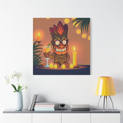 Canvas Print, Whimsical Retro Tiki Art, Tropical Drink, Matte Finish, 1 25", Wall Art, Home Decor, Beach House Decor, Hawaiian Decor,