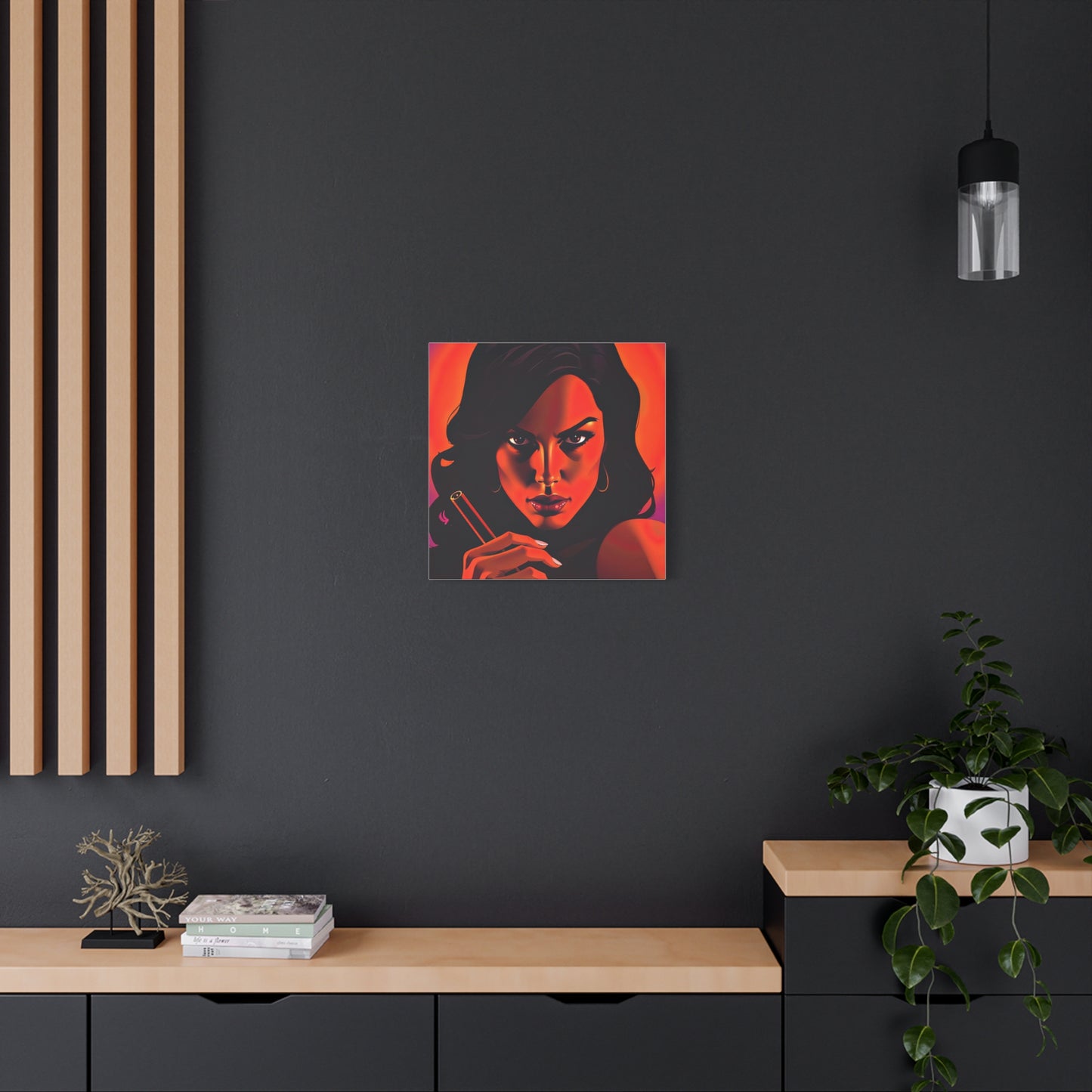 Canvas Wall Art, Pinup Woman Smoking Cigar for Man Cave, Cigar Aficionados, Retro Art Decor, Pinup Art Print, Wall Decor