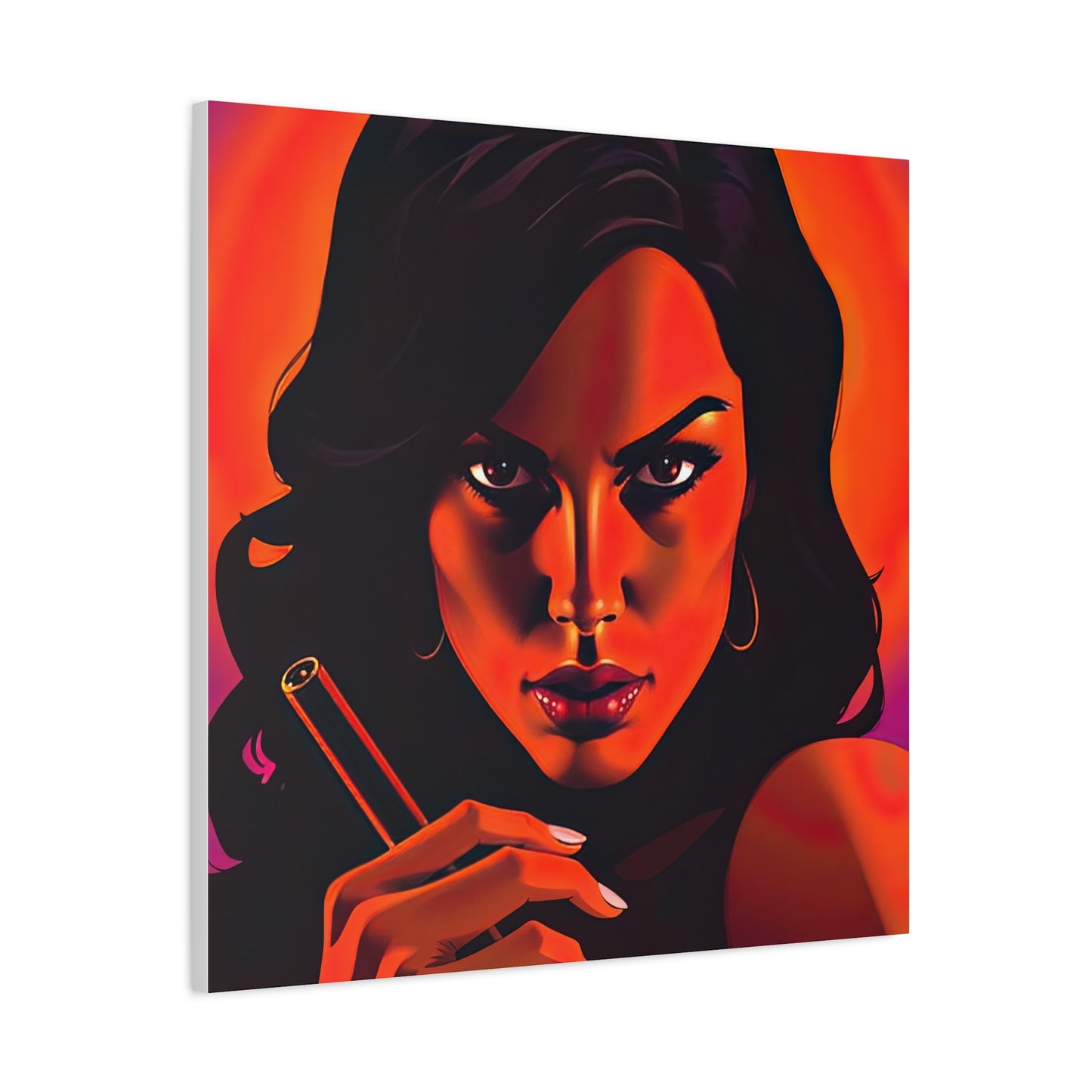 Canvas Wall Art, Pinup Woman Smoking Cigar for Man Cave, Cigar Aficionados, Retro Art Decor, Pinup Art Print, Wall Decor
