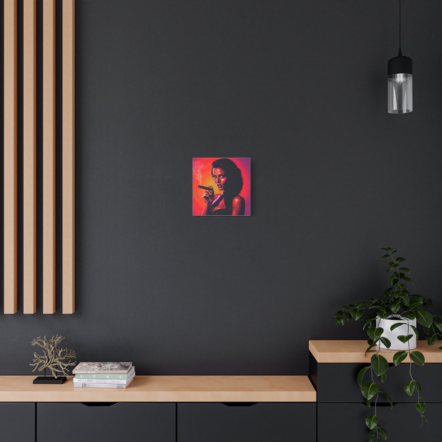 Canvas Wall Art, Pinup Woman Smoking Cigar for Man Cave, Cigar Aficionados, Retro Art Decor, Pinup Art Print, Wall Decor