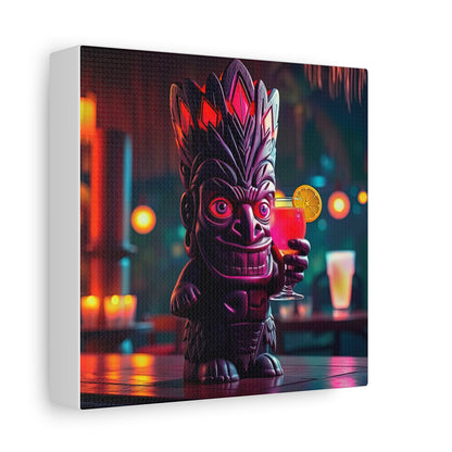 Canvas Print, Exotic Tiki Statue with Drink, Tiki Location Art, Home Decor, Wall Art, Tropical Print, Tiki Decor
