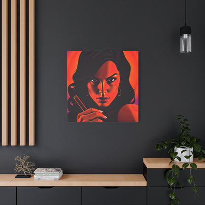 Canvas Wall Art, Pinup Woman Smoking Cigar for Man Cave, Cigar Aficionados, Retro Art Decor, Pinup Art Print, Wall Decor