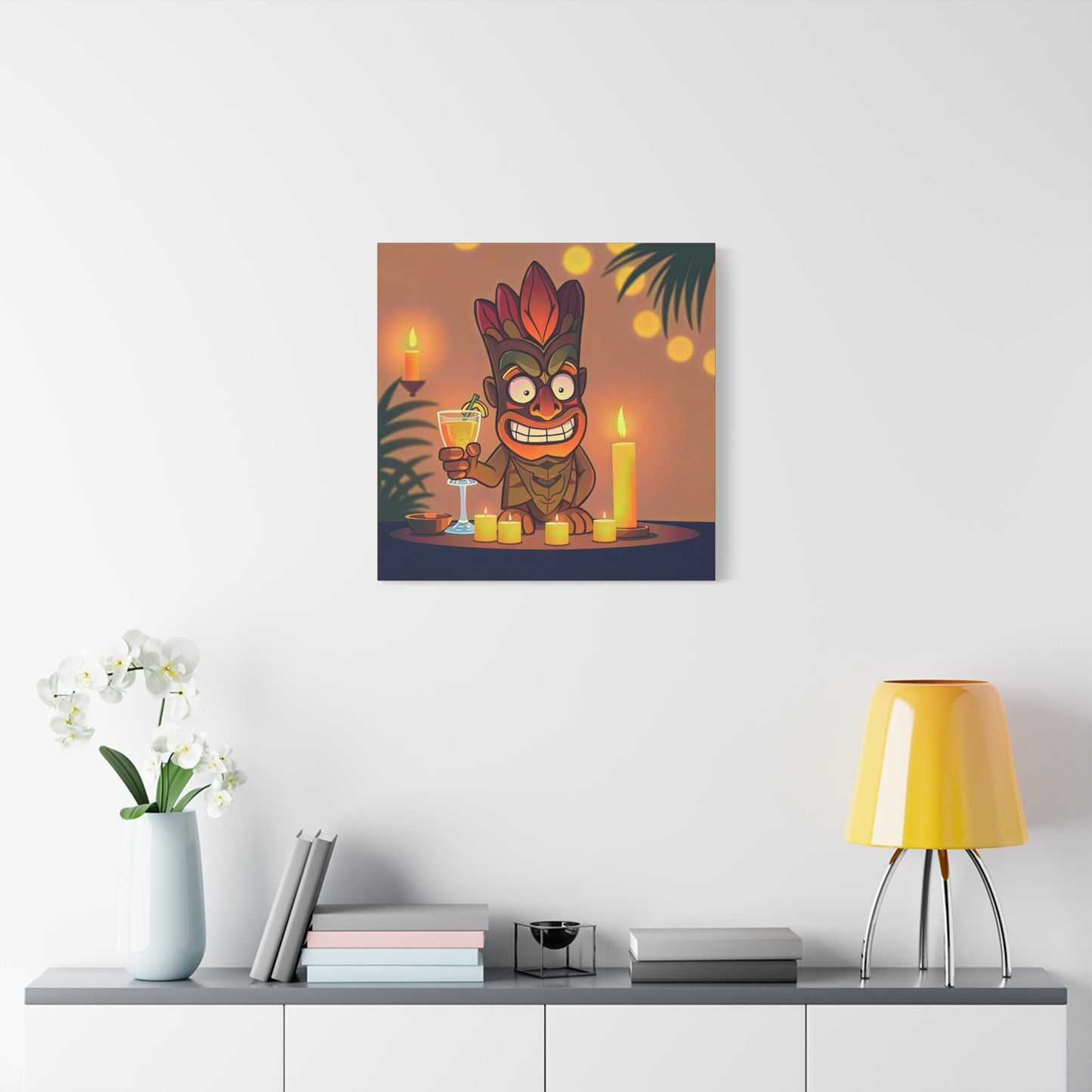 Canvas Print, Whimsical Retro Tiki Art, Tropical Drink, Matte Finish, 1 25", Wall Art, Home Decor, Beach House Decor, Hawaiian Decor,