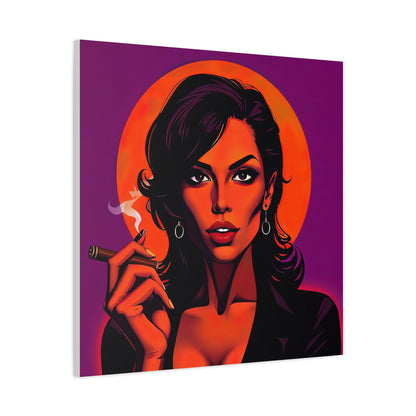 Canvas Wall Art, Pinup Woman Smoking Cigar for Man Cave, Cigar Aficionados, Retro Art Decor, Pinup Art Print, Wall Decor