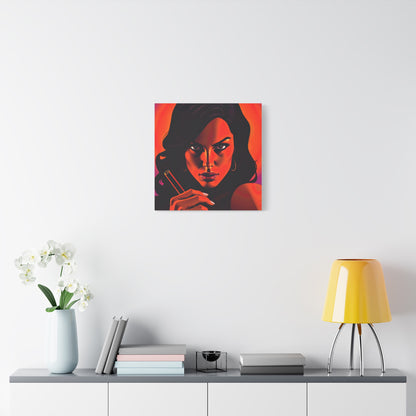 Canvas Wall Art, Pinup Woman Smoking Cigar for Man Cave, Cigar Aficionados, Retro Art Decor, Pinup Art Print, Wall Decor