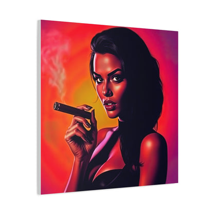 Canvas Wall Art, Pinup Woman Smoking Cigar for Man Cave, Cigar Aficionados, Retro Art Decor, Pinup Art Print, Wall Decor