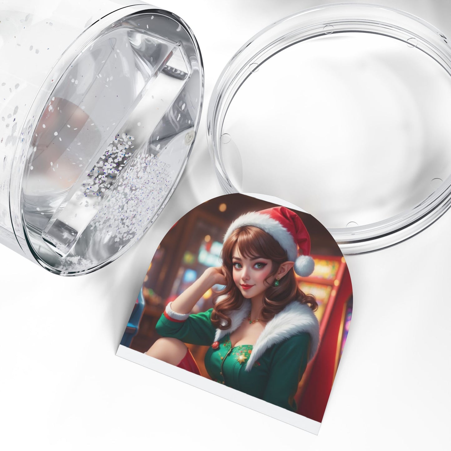 Retro Elf Pinup Girl Snow Globe