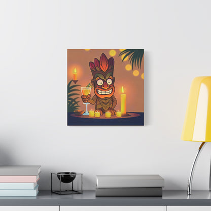Canvas Print, Whimsical Retro Tiki Art, Tropical Drink, Matte Finish, 1 25", Wall Art, Home Decor, Beach House Decor, Hawaiian Decor,