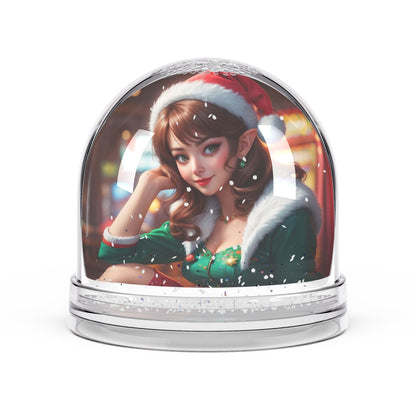 Retro Elf Pinup Girl Snow Globe