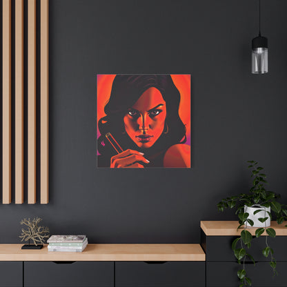 Canvas Wall Art, Pinup Woman Smoking Cigar for Man Cave, Cigar Aficionados, Retro Art Decor, Pinup Art Print, Wall Decor