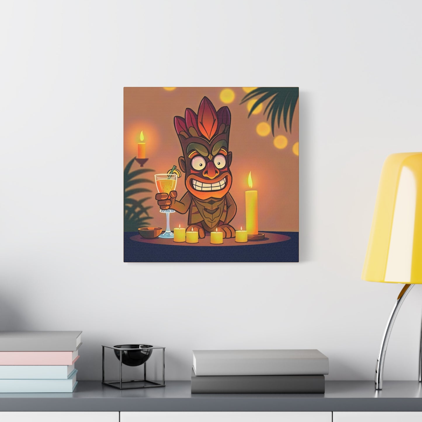 Canvas Print, Whimsical Retro Tiki Art, Tropical Drink, Matte Finish, 1 25", Wall Art, Home Decor, Beach House Decor, Hawaiian Decor,