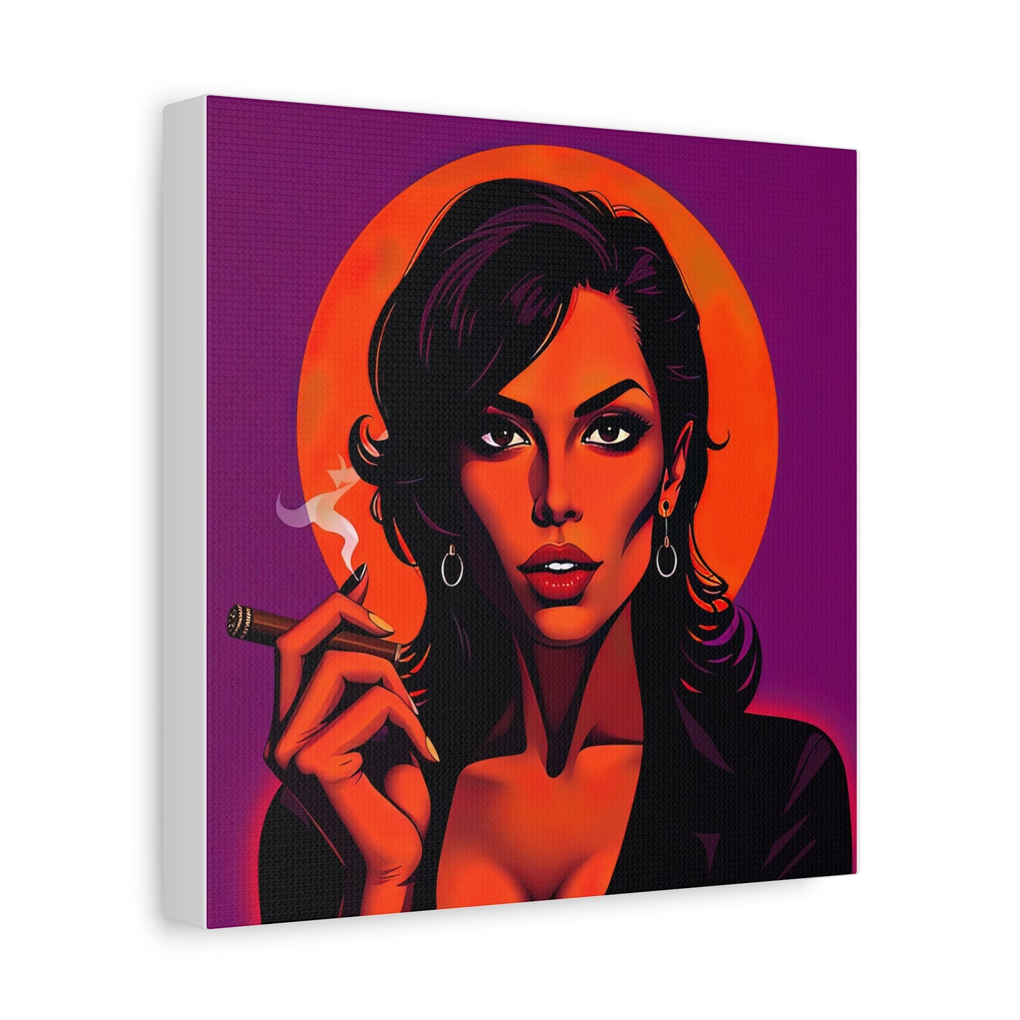 Canvas Wall Art, Pinup Woman Smoking Cigar for Man Cave, Cigar Aficionados, Retro Art Decor, Pinup Art Print, Wall Decor