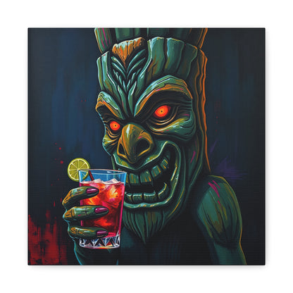 Tiki Bar Art Canvas, Unique Wall Decor for Home, Tiki Themed Gift, Tropical Vibe, Party Decoration, Bar Wall Art