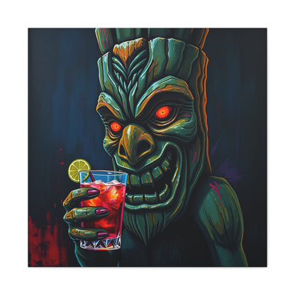 Tiki Bar Art Canvas, Unique Wall Decor for Home, Tiki Themed Gift, Tropical Vibe, Party Decoration, Bar Wall Art