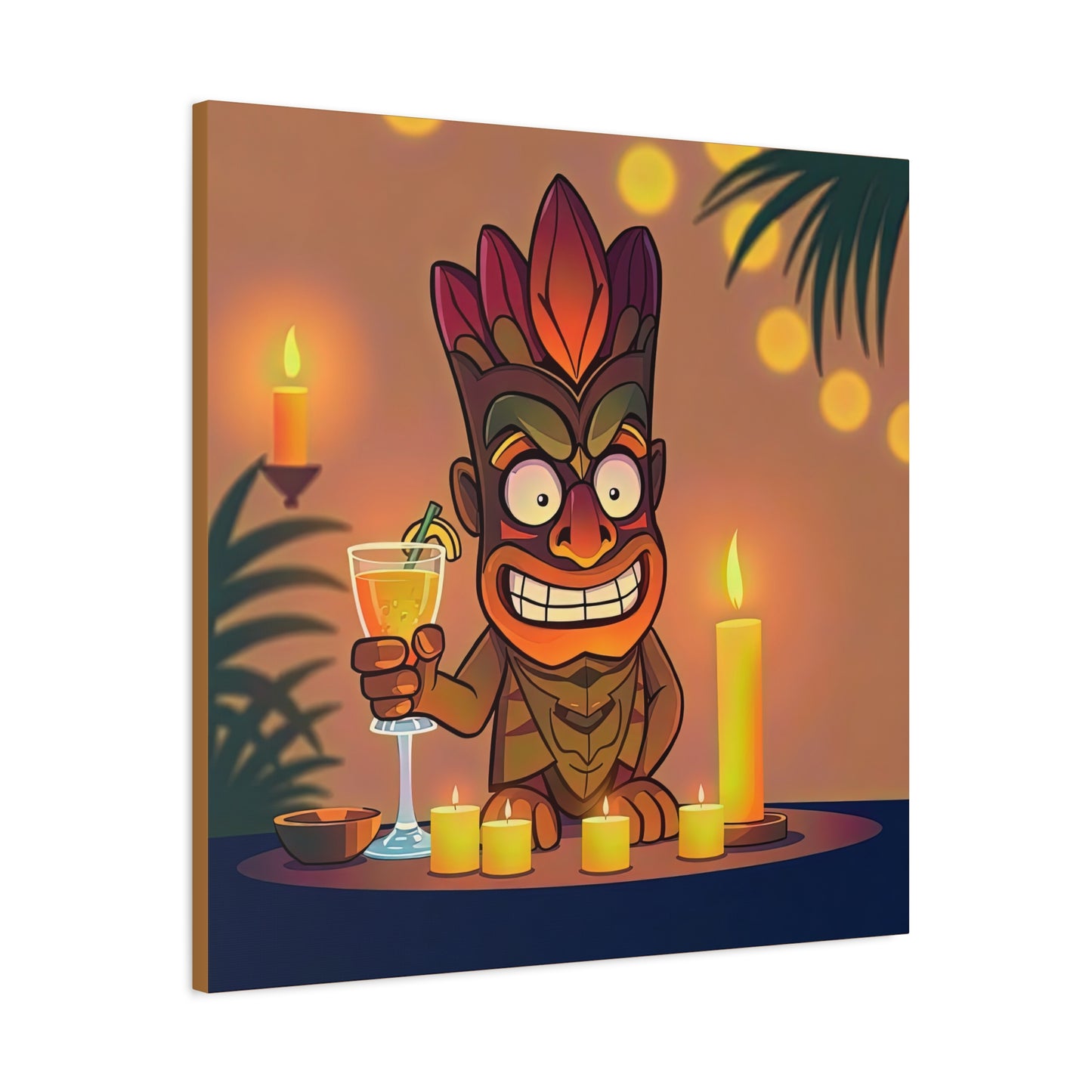 Canvas Print, Whimsical Retro Tiki Art, Tropical Drink, Matte Finish, 1 25", Wall Art, Home Decor, Beach House Decor, Hawaiian Decor,