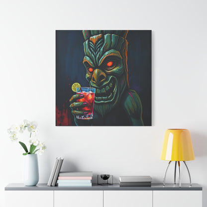 Tiki Bar Art Canvas, Unique Wall Decor for Home, Tiki Themed Gift, Tropical Vibe, Party Decoration, Bar Wall Art
