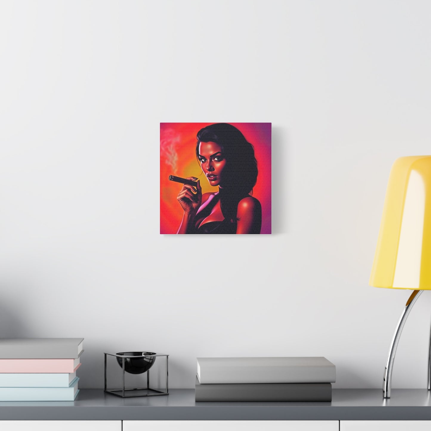 Canvas Wall Art, Pinup Woman Smoking Cigar for Man Cave, Cigar Aficionados, Retro Art Decor, Pinup Art Print, Wall Decor