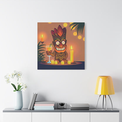 Canvas Print, Whimsical Retro Tiki Art, Tropical Drink, Matte Finish, 1 25", Wall Art, Home Decor, Beach House Decor, Hawaiian Decor,