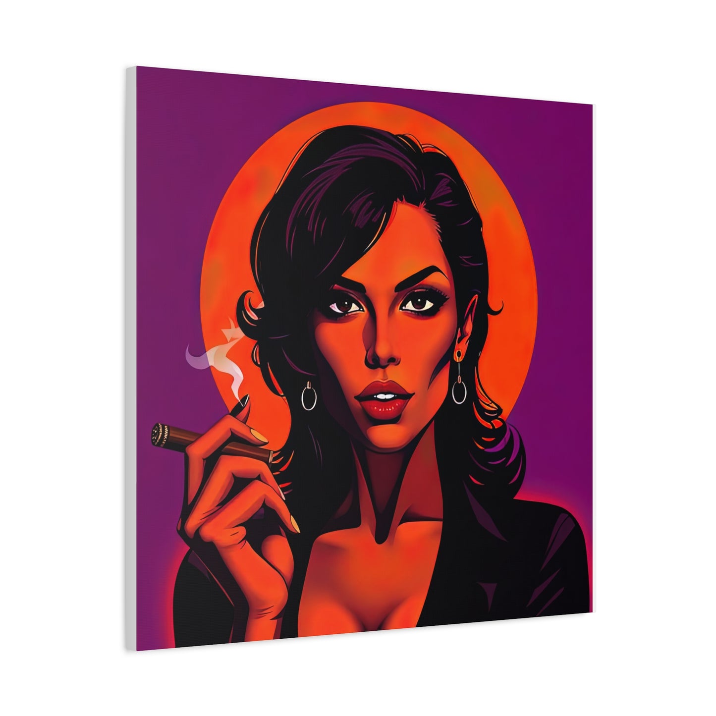 Canvas Wall Art, Pinup Woman Smoking Cigar for Man Cave, Cigar Aficionados, Retro Art Decor, Pinup Art Print, Wall Decor