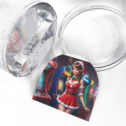 Elf Pinup Girl at the Arcade Snow Globe #4