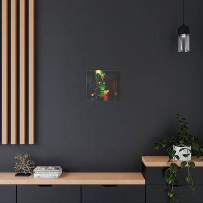 Canvas Print, Exotic Tiki Statue at Night Tropical Paradise Wall Art, Stretched Matte Print, Tiki Drink Decor, Island Vibes Home Decor,