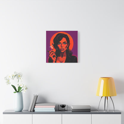 Canvas Wall Art, Pinup Woman Smoking Cigar for Man Cave, Cigar Aficionados, Retro Art Decor, Pinup Art Print, Wall Decor