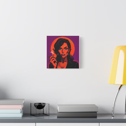 Canvas Wall Art, Pinup Woman Smoking Cigar for Man Cave, Cigar Aficionados, Retro Art Decor, Pinup Art Print, Wall Decor