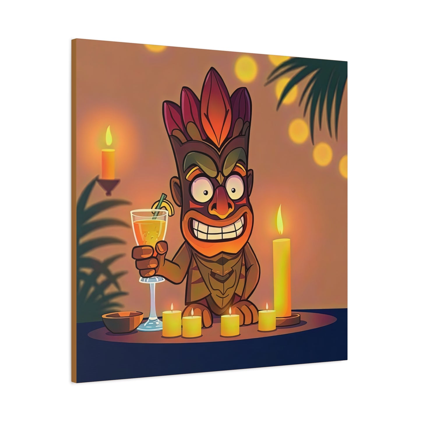 Canvas Print, Whimsical Retro Tiki Art, Tropical Drink, Matte Finish, 1 25", Wall Art, Home Decor, Beach House Decor, Hawaiian Decor,