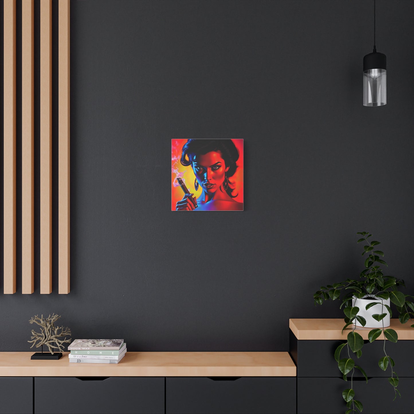 Canvas Wall Art, Pinup Woman Smoking Cigar for Man Cave, Cigar Aficionados, Retro Art Decor, Pinup Art Print, Wall Decor