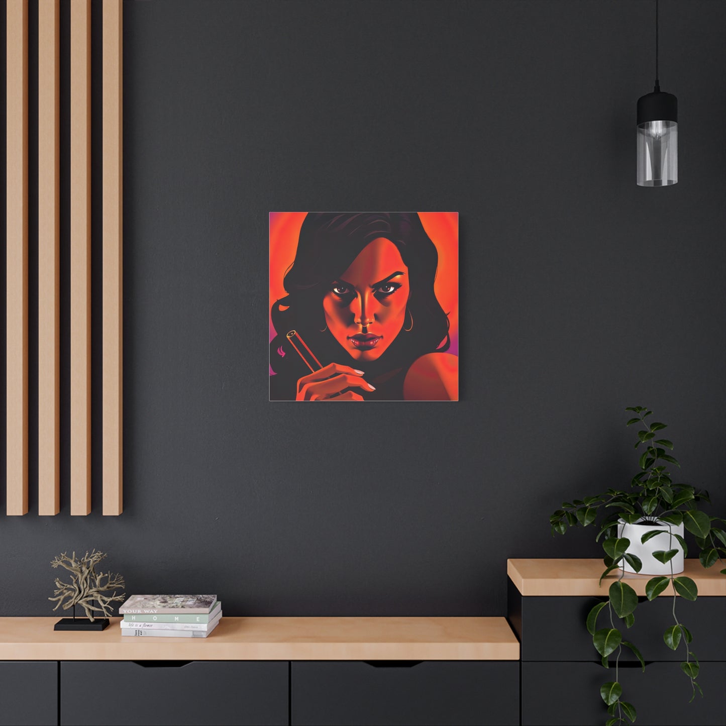 Canvas Wall Art, Pinup Woman Smoking Cigar for Man Cave, Cigar Aficionados, Retro Art Decor, Pinup Art Print, Wall Decor