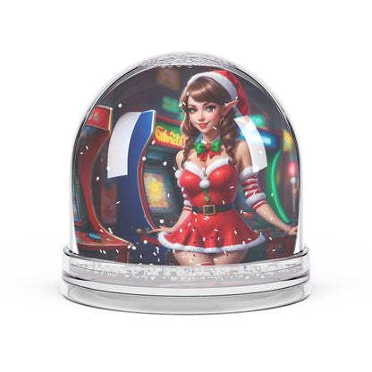 Elf Pinup Girl at the Arcade Snow Globe #4