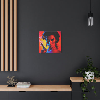 Canvas Wall Art, Pinup Woman Smoking Cigar for Man Cave, Cigar Aficionados, Retro Art Decor, Pinup Art Print, Wall Decor