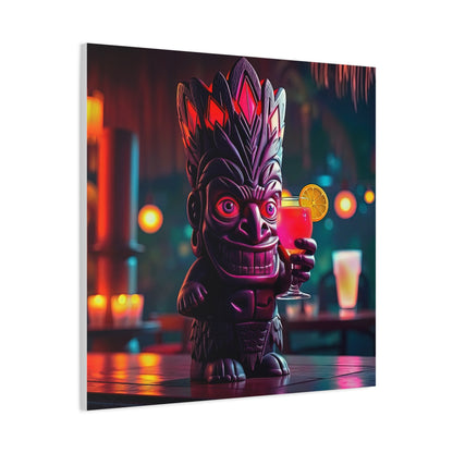 Canvas Print, Exotic Tiki Statue with Drink, Tiki Location Art, Home Decor, Wall Art, Tropical Print, Tiki Decor