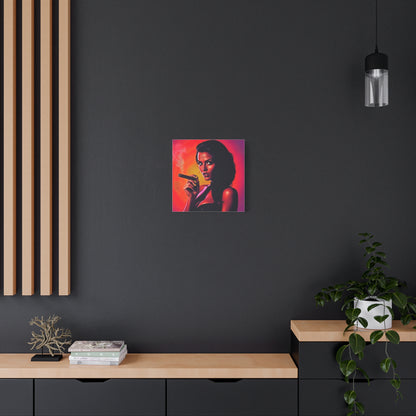 Canvas Wall Art, Pinup Woman Smoking Cigar for Man Cave, Cigar Aficionados, Retro Art Decor, Pinup Art Print, Wall Decor