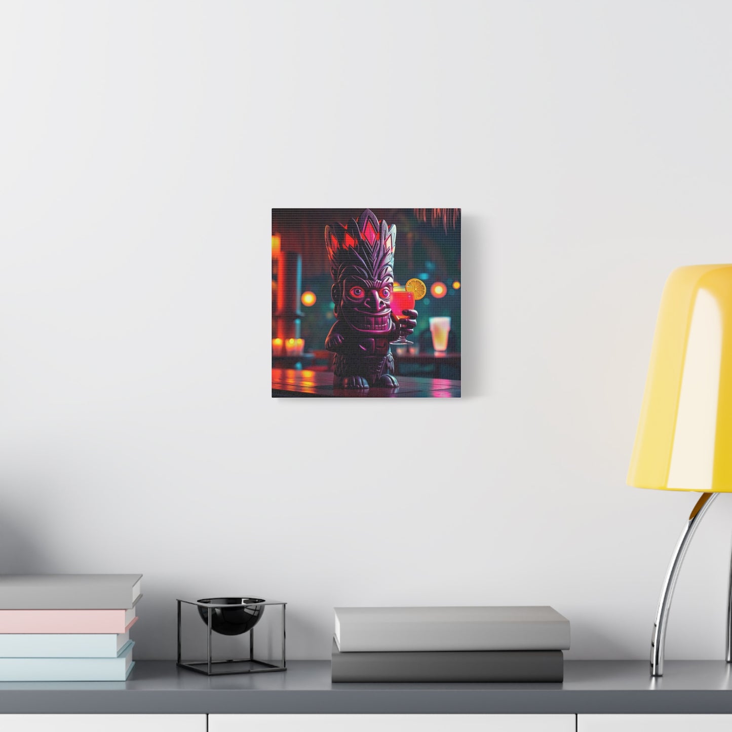 Canvas Print, Exotic Tiki Statue with Drink, Tiki Location Art, Home Decor, Wall Art, Tropical Print, Tiki Decor