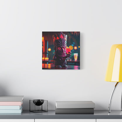 Canvas Print, Exotic Tiki Statue with Drink, Tiki Location Art, Home Decor, Wall Art, Tropical Print, Tiki Decor