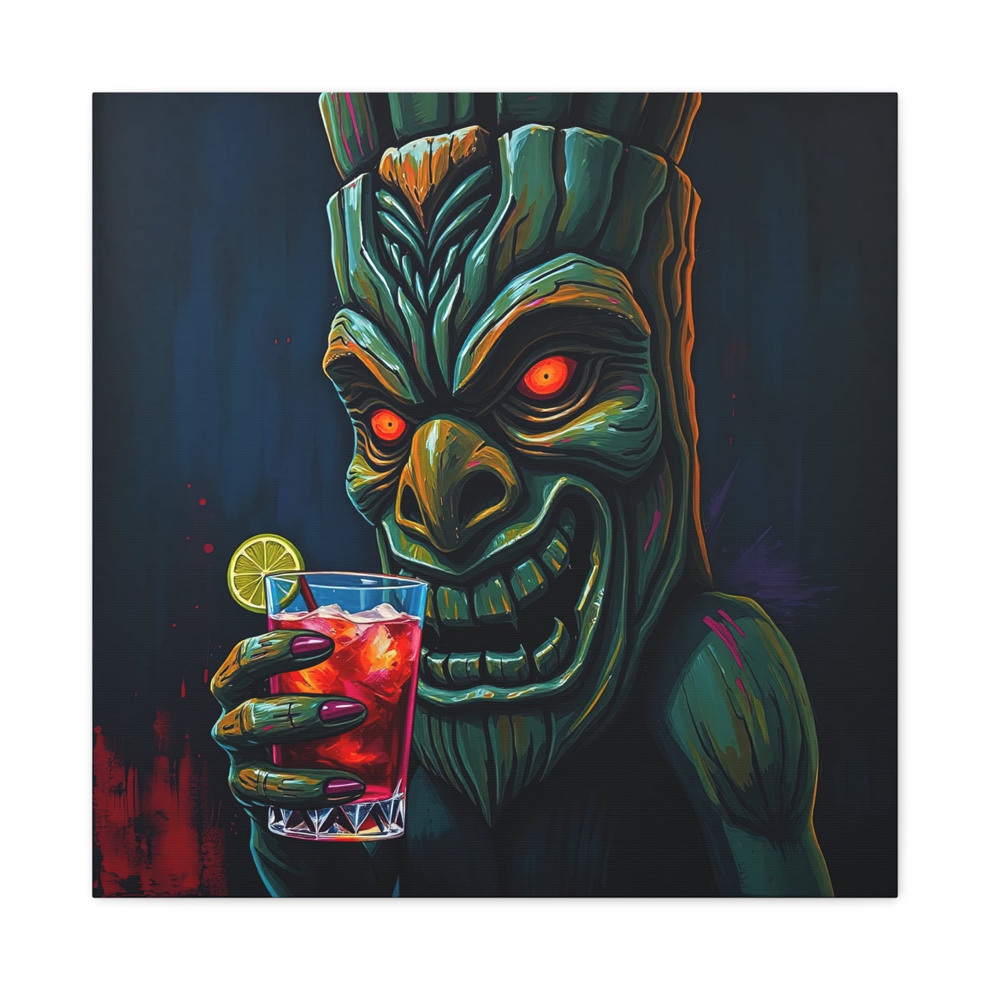 Tiki Bar Art Canvas, Unique Wall Decor for Home, Tiki Themed Gift, Tropical Vibe, Party Decoration, Bar Wall Art