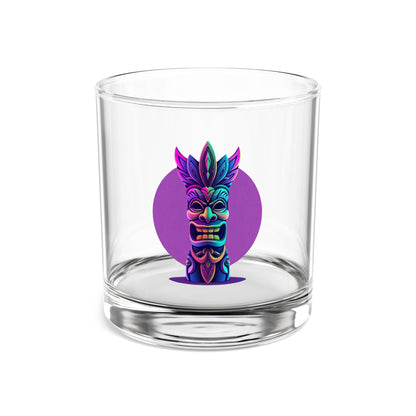 Retro Tiki Rocks Glass, 10oz - Tropical Barware for Home & Parties, Unique Gift for Mixology Lovers, Vibrant Decor, Tiki Theme