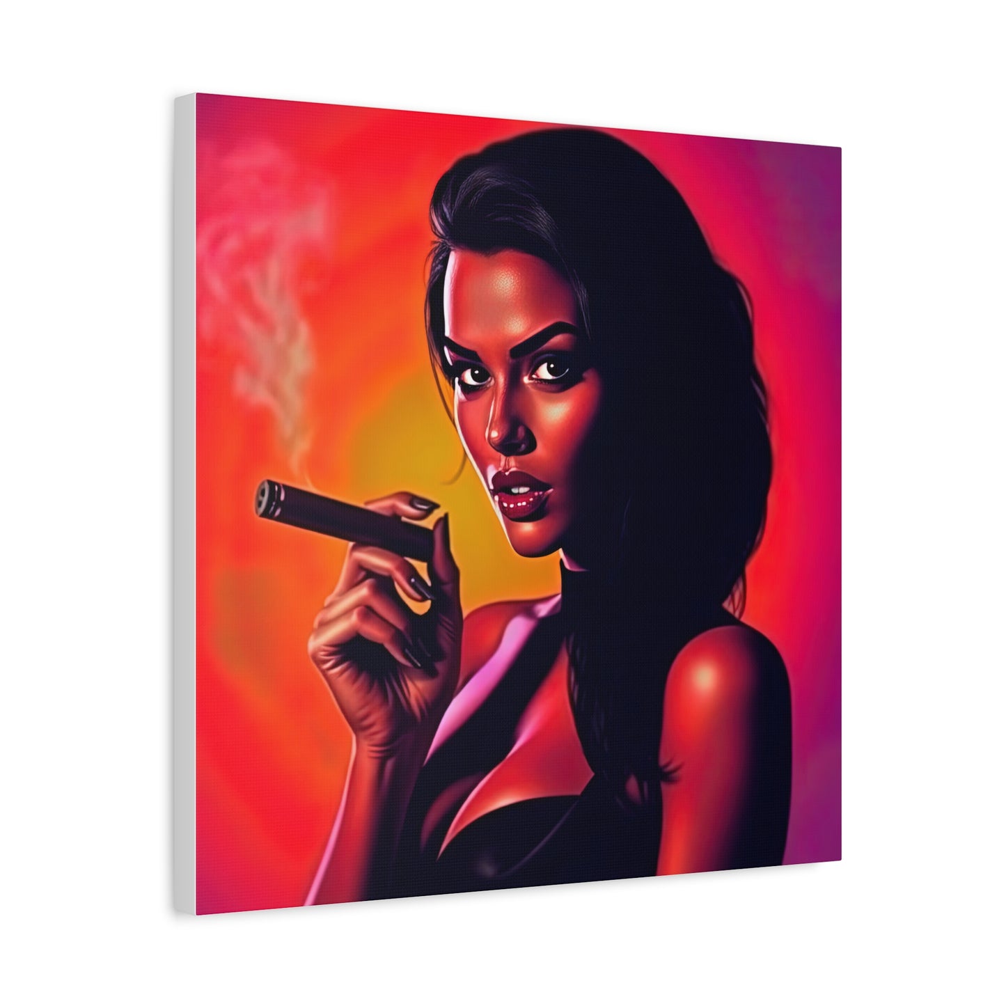 Canvas Wall Art, Pinup Woman Smoking Cigar for Man Cave, Cigar Aficionados, Retro Art Decor, Pinup Art Print, Wall Decor