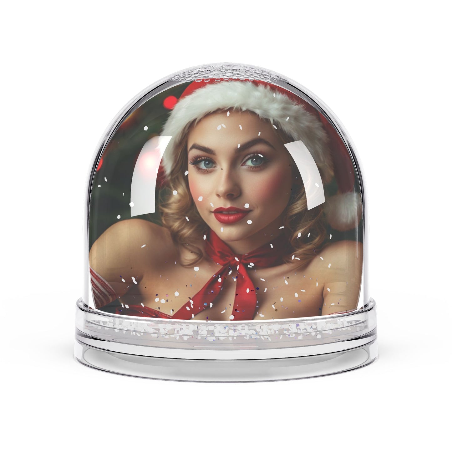 Retro Pinup Girl Christmas Snow Globe #7
