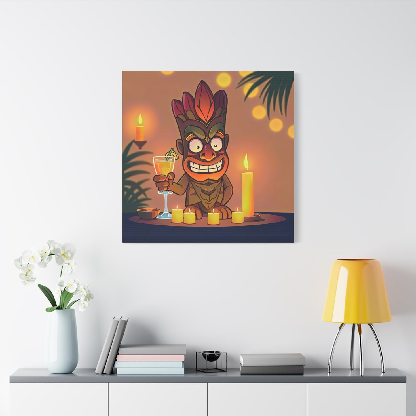 Canvas Print, Whimsical Retro Tiki Art, Tropical Drink, Matte Finish, 1 25", Wall Art, Home Decor, Beach House Decor, Hawaiian Decor,