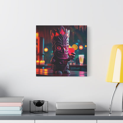 Canvas Print, Exotic Tiki Statue with Drink, Tiki Location Art, Home Decor, Wall Art, Tropical Print, Tiki Decor