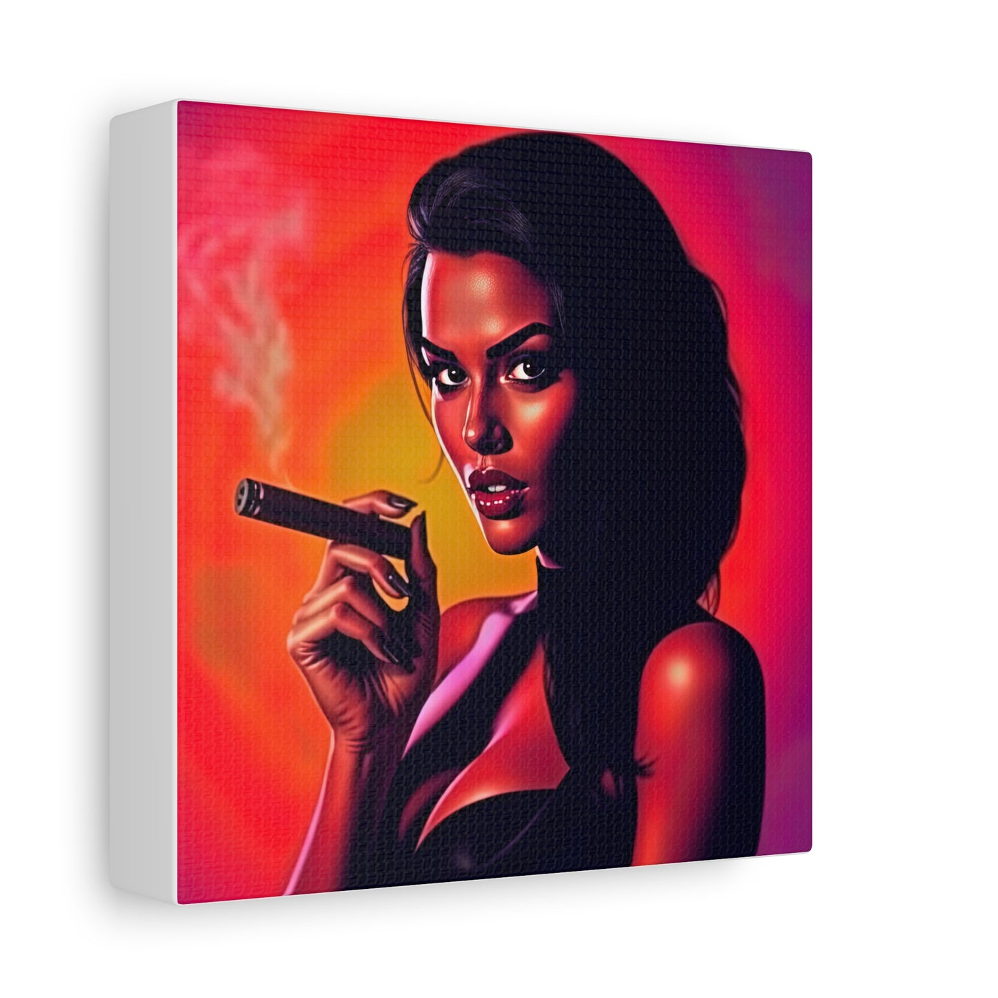 Canvas Wall Art, Pinup Woman Smoking Cigar for Man Cave, Cigar Aficionados, Retro Art Decor, Pinup Art Print, Wall Decor